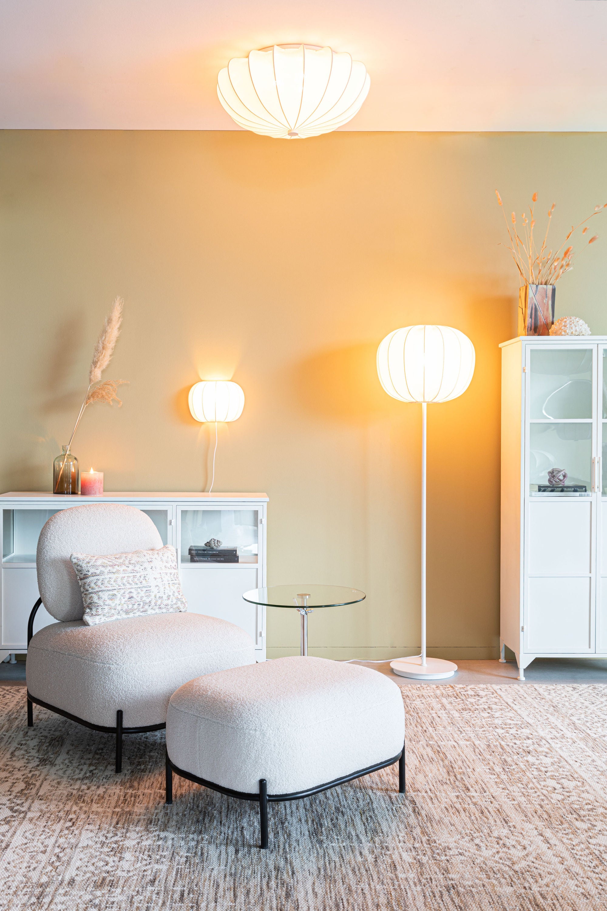 Shem White Iron Floor Lamp